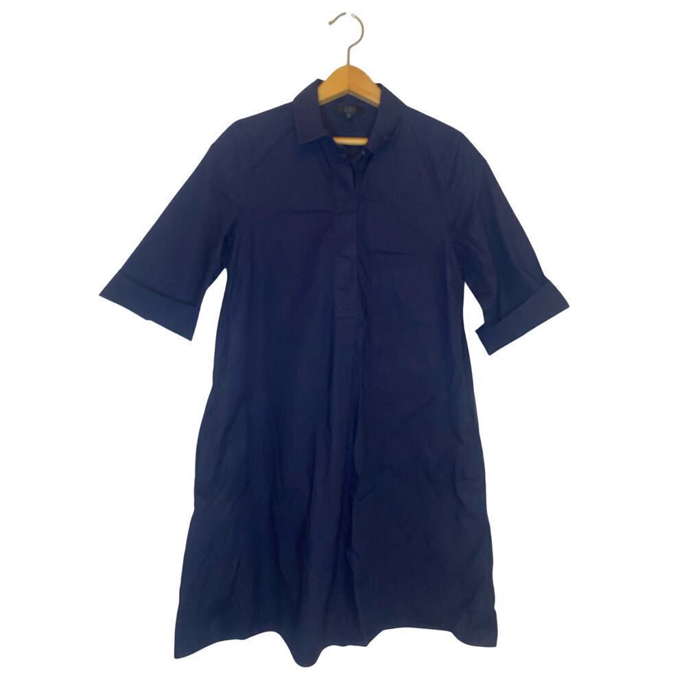 COS Navy Shirt Dress‎ Oversized Cotton Teacher Lagenlook Preppy Classic Size 2